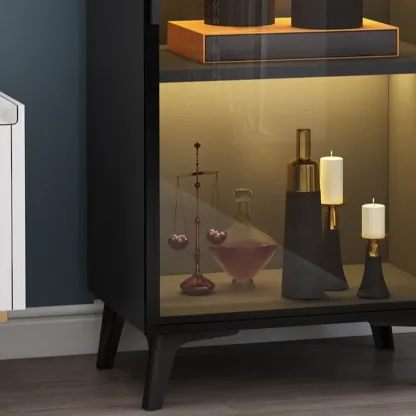 Compact Freestanding Enclosed Wooden Glass Curio Cabinet Image - 10