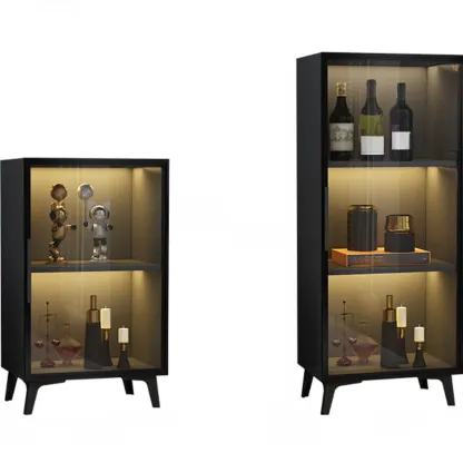 Compact Freestanding Enclosed Wooden Glass Curio Cabinet Image - 11