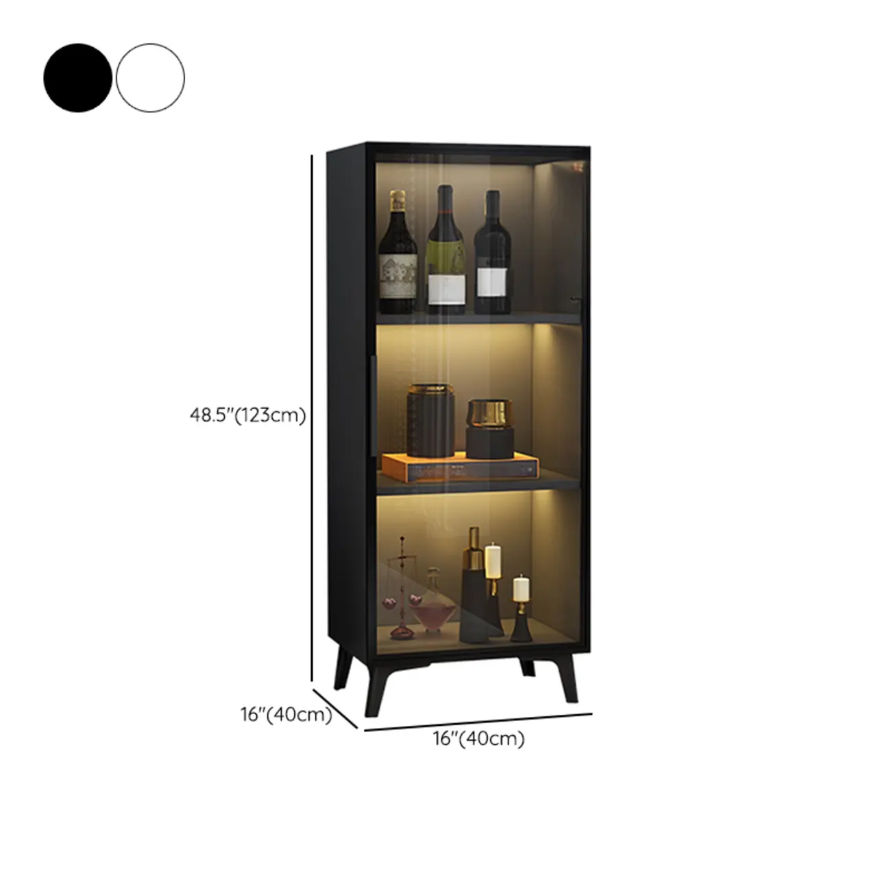 Compact Freestanding Enclosed Wooden Glass Curio Cabinet Image - 14 | homeyfad