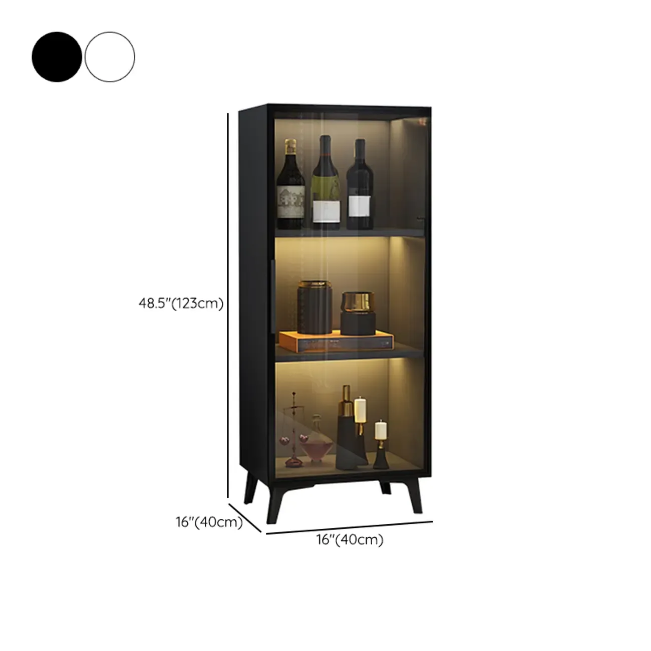 Compact Freestanding Enclosed Wooden Glass Curio Cabinet Image - 14