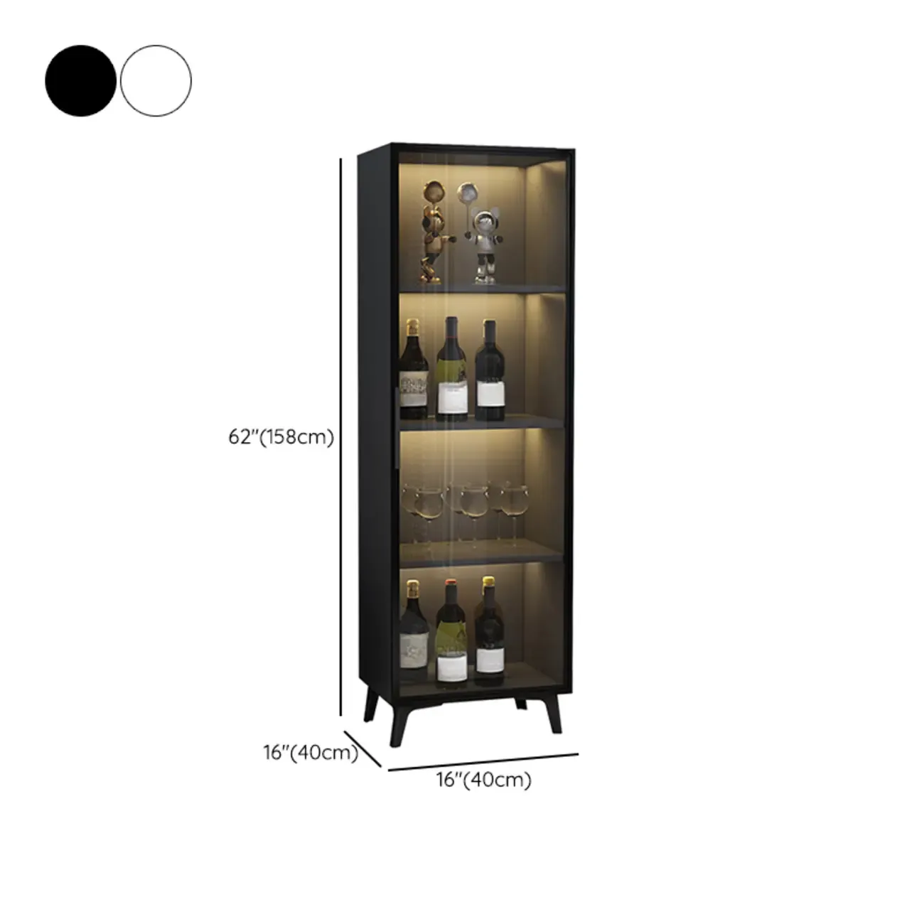 Compact Freestanding Enclosed Wooden Glass Curio Cabinet Image - 15