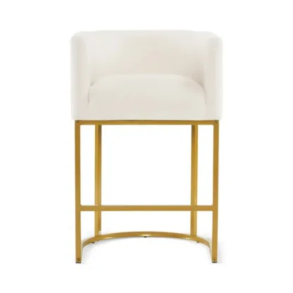 Trendy Sled Upholstered Bar Stools with Armrest and Footrest Image - 23