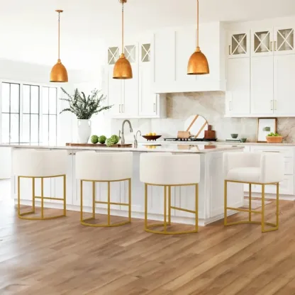 Trendy Sled Upholstered Bar Stools with Armrest and Footrest Image - 5