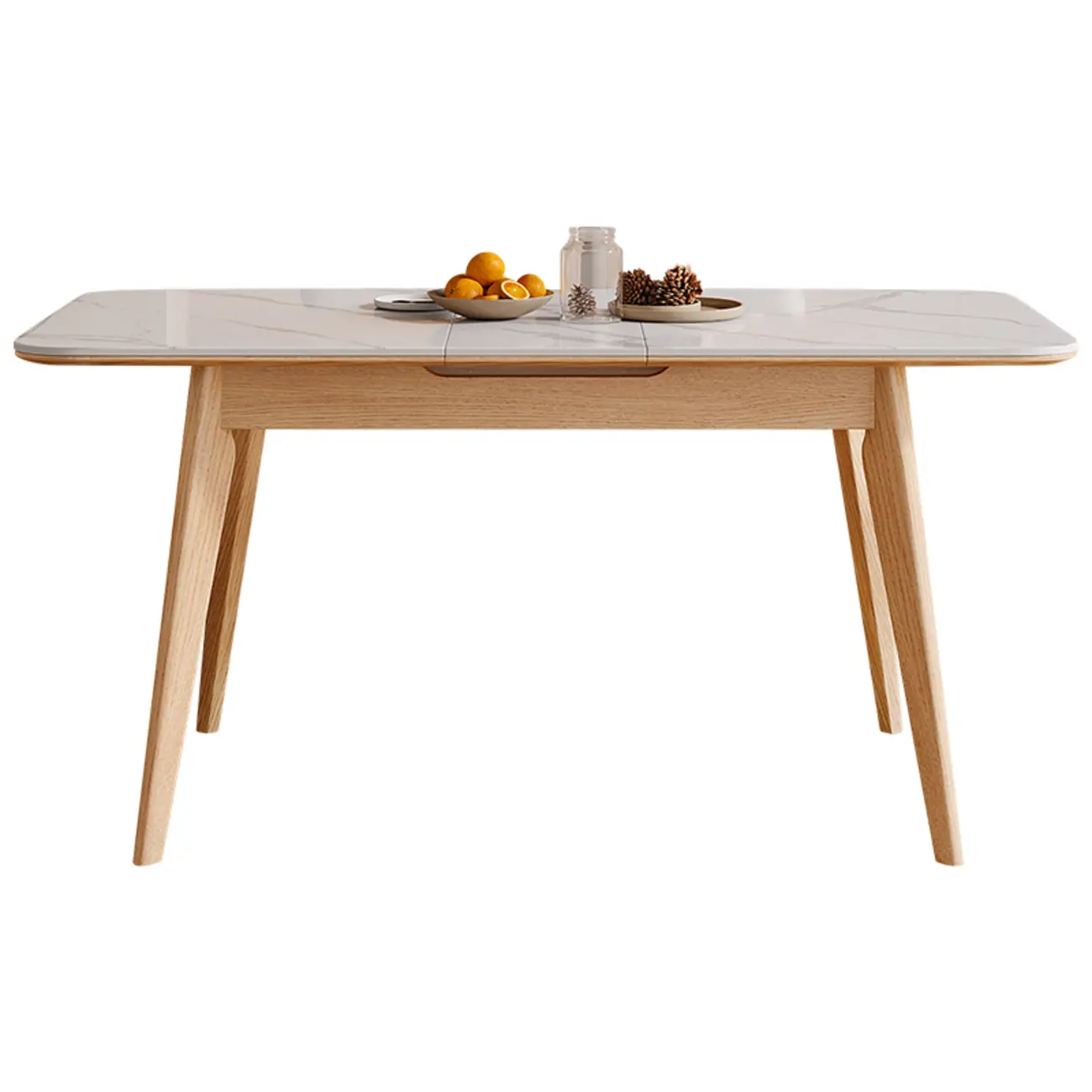 Scandinavian Stone Ash Extendable Dining Table Image - 2 | homeyfad