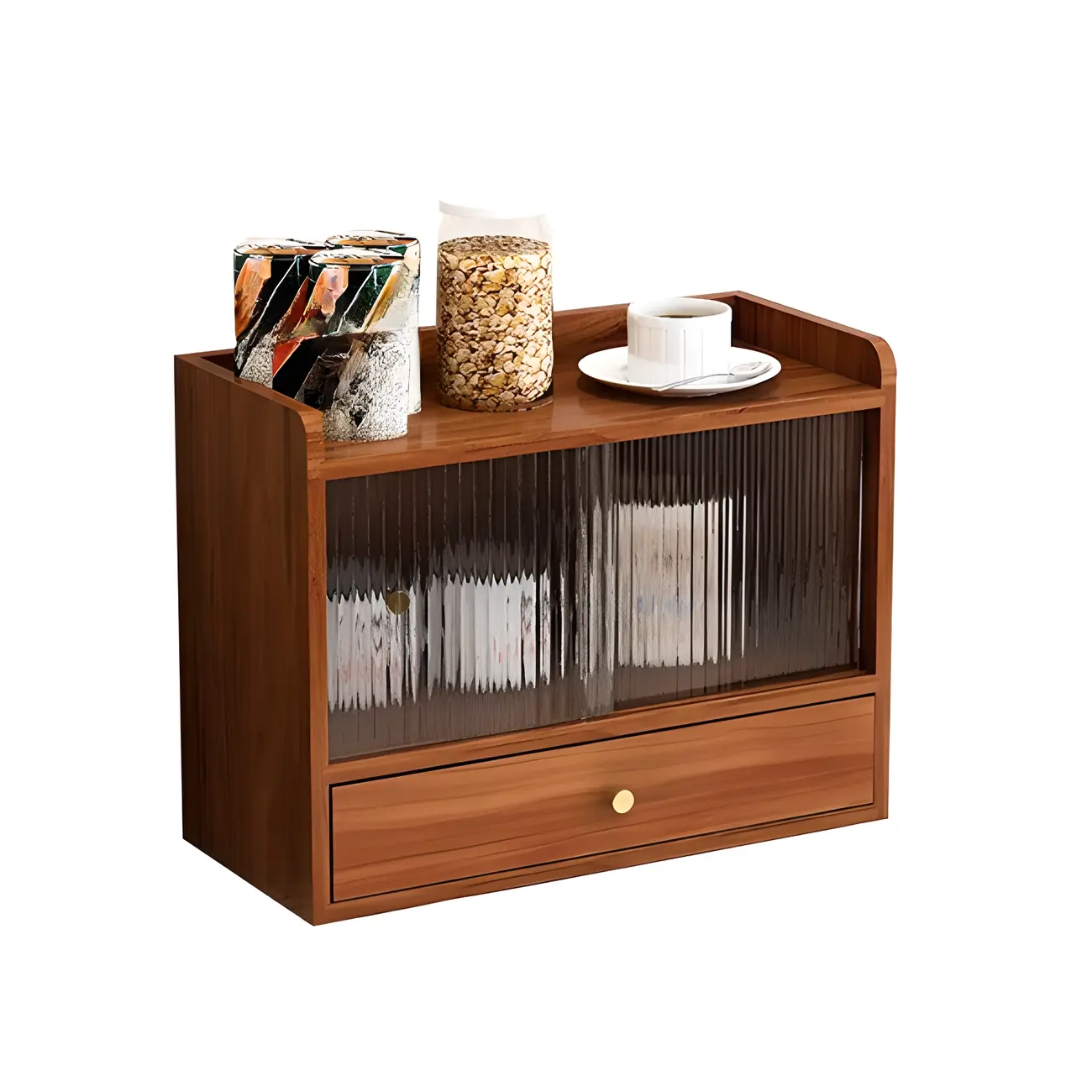 Tabletop Wooden Cubitac Display Cabinet with Glass Doors Image - 5 | homeyfad