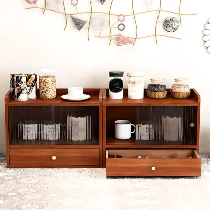 Tabletop Wooden Cubitac Display Cabinet with Glass Doors Image - 6