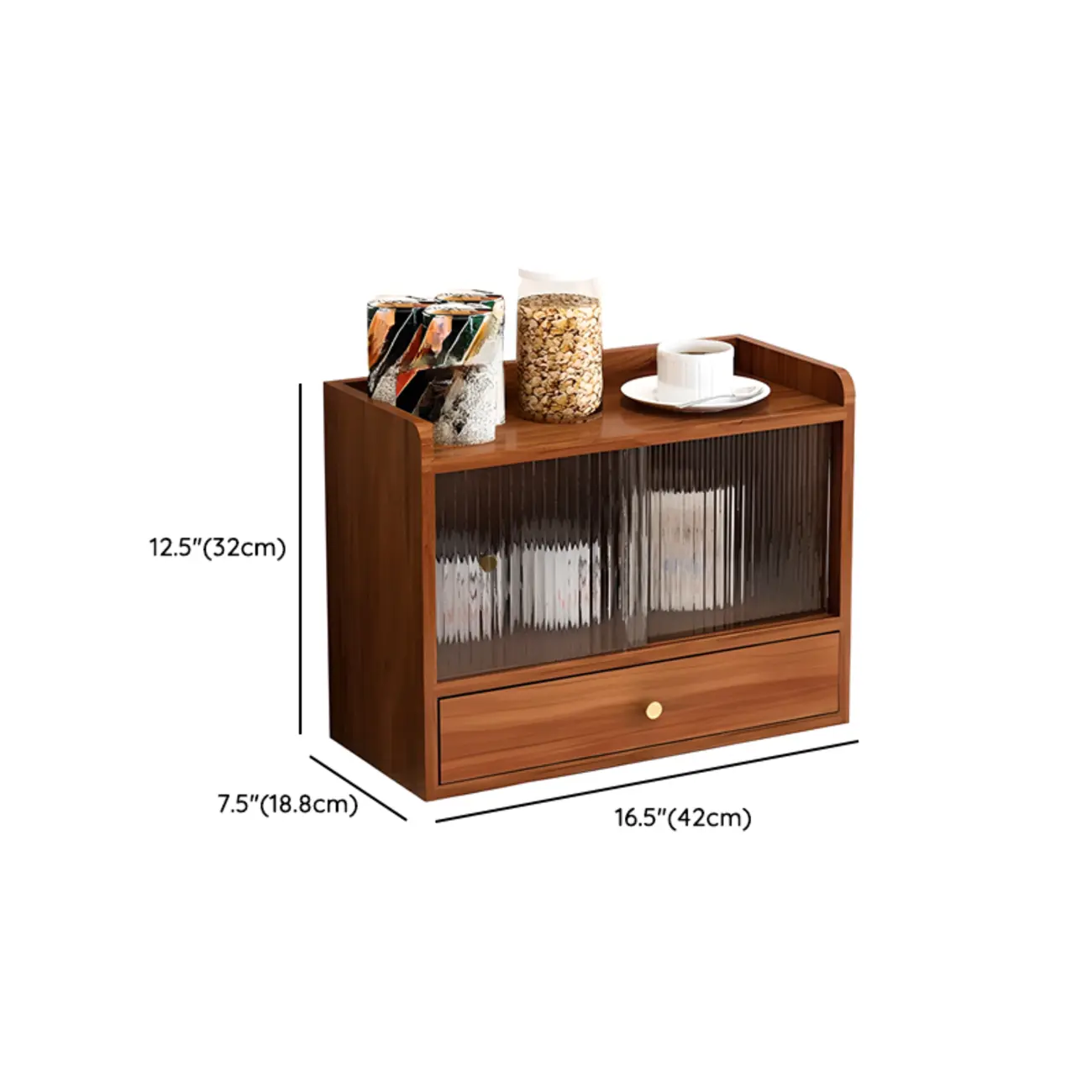 Tabletop Wooden Cubitac Display Cabinet with Glass Doors #size | homeyfad