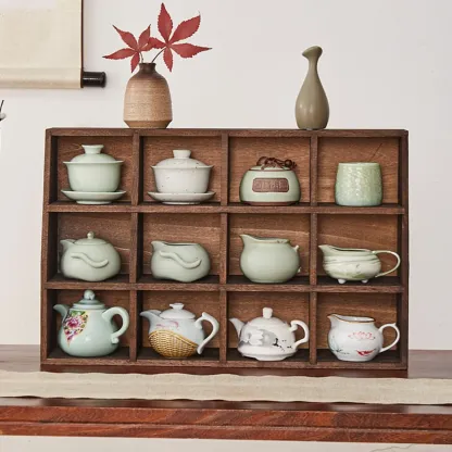 Wooden Open Display Cabinet for Living Room Decor Image - 2