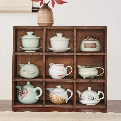 Wooden Open Display Cabinet for Living Room Decor Image - 3