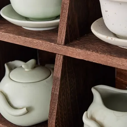 Wooden Open Display Cabinet for Living Room Decor Image - 7