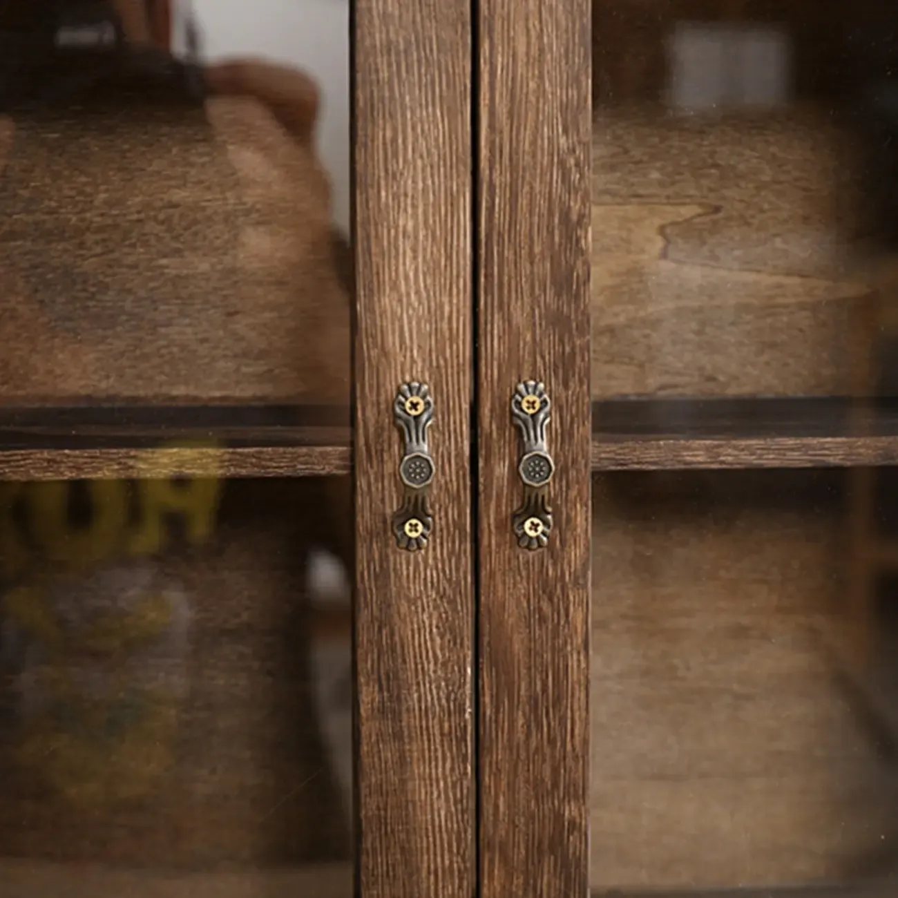 Brown Wooden Freestanding Display Cabinet for Kitchen Image - 7