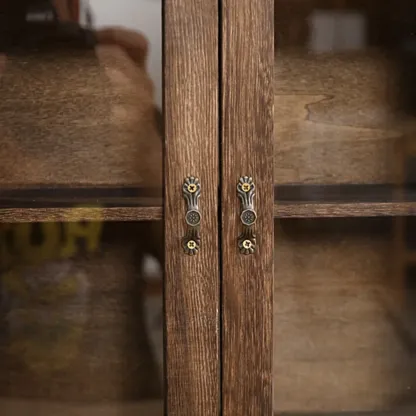 Brown Wooden Freestanding Display Cabinet for Kitchen Image - 7