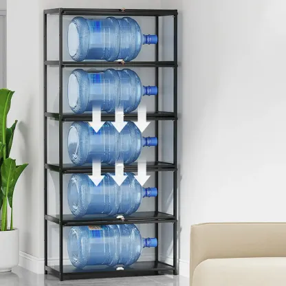 Rectangular Simple Flip-up Black Clear Glass Bamboo Curio Cabinet Image - 8