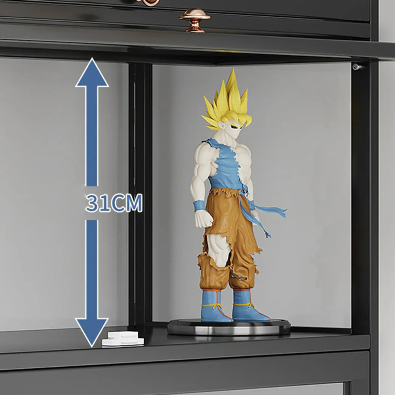 Rectangular Simple Flip-up Black Clear Glass Bamboo Curio Cabinet Image - 14 | homeyfad