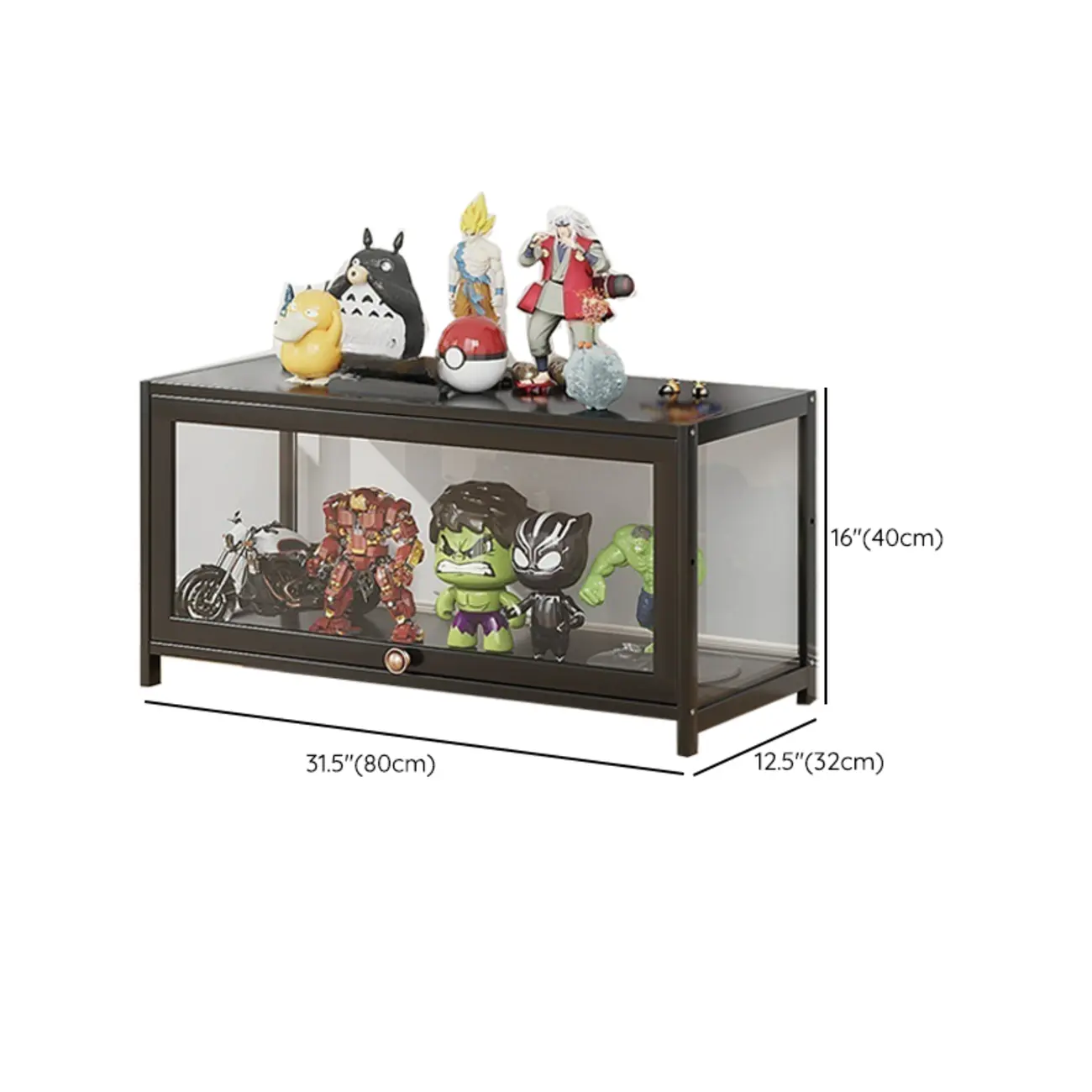 Rectangular Simple Flip-up Black Clear Glass Bamboo Curio Cabinet Image - 26 | homeyfad