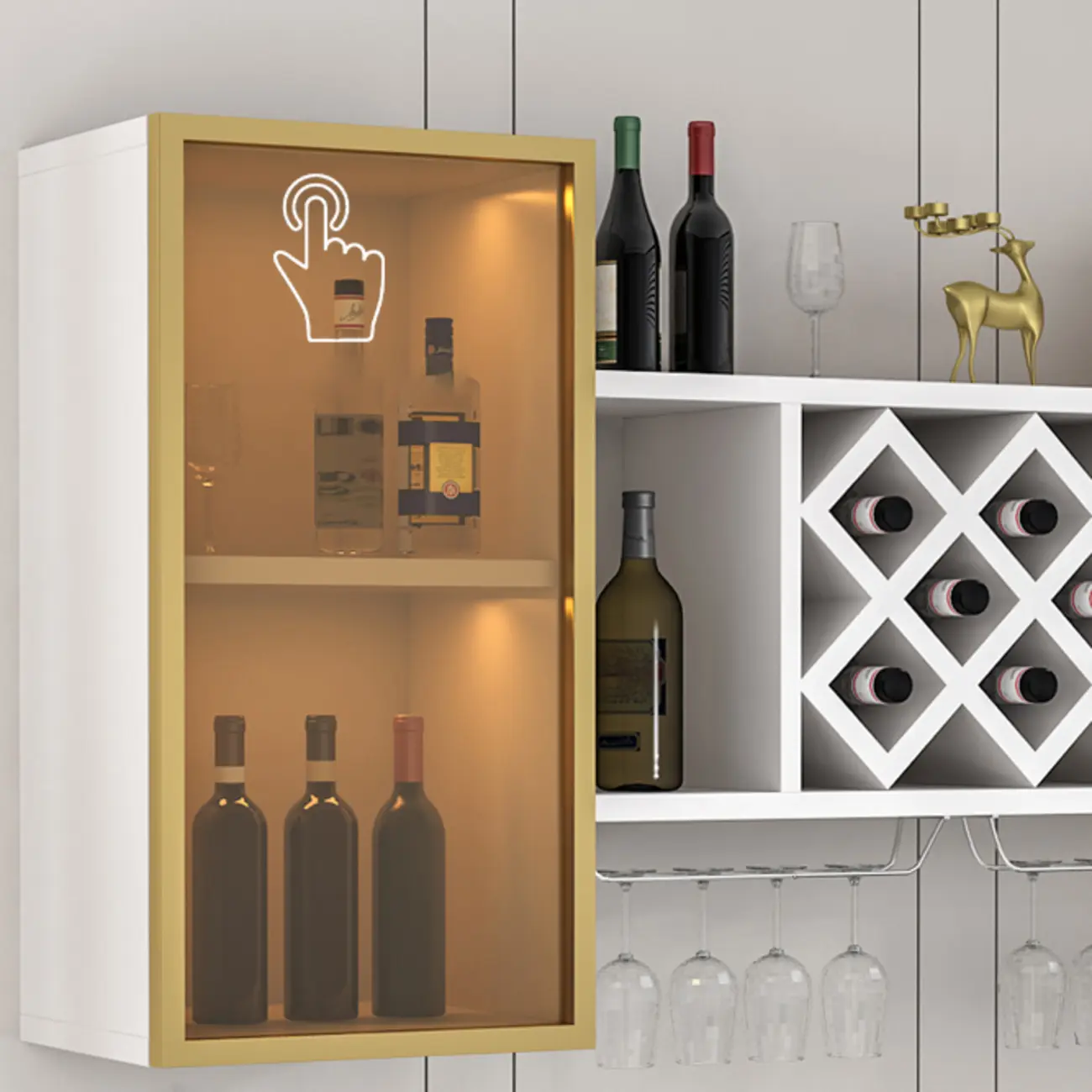 Modern Wall Mounted Wine Rack with Glass & Bottle Storage Image - 8 | homeyfad