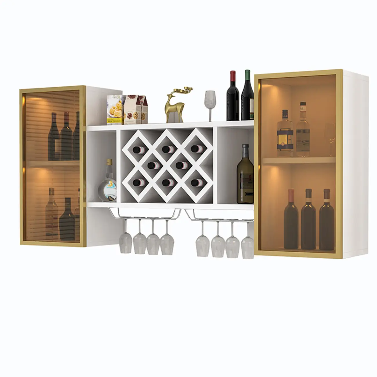 Modern Wall Mounted Wine Rack with Glass & Bottle Storage Image - 9 | homeyfad
