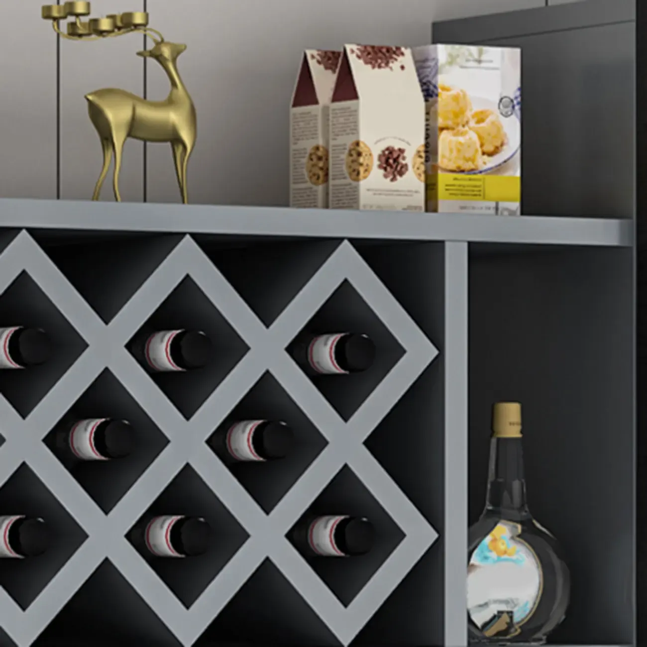 Modern Wall Mounted Wine Rack with Glass & Bottle Storage Image - 13