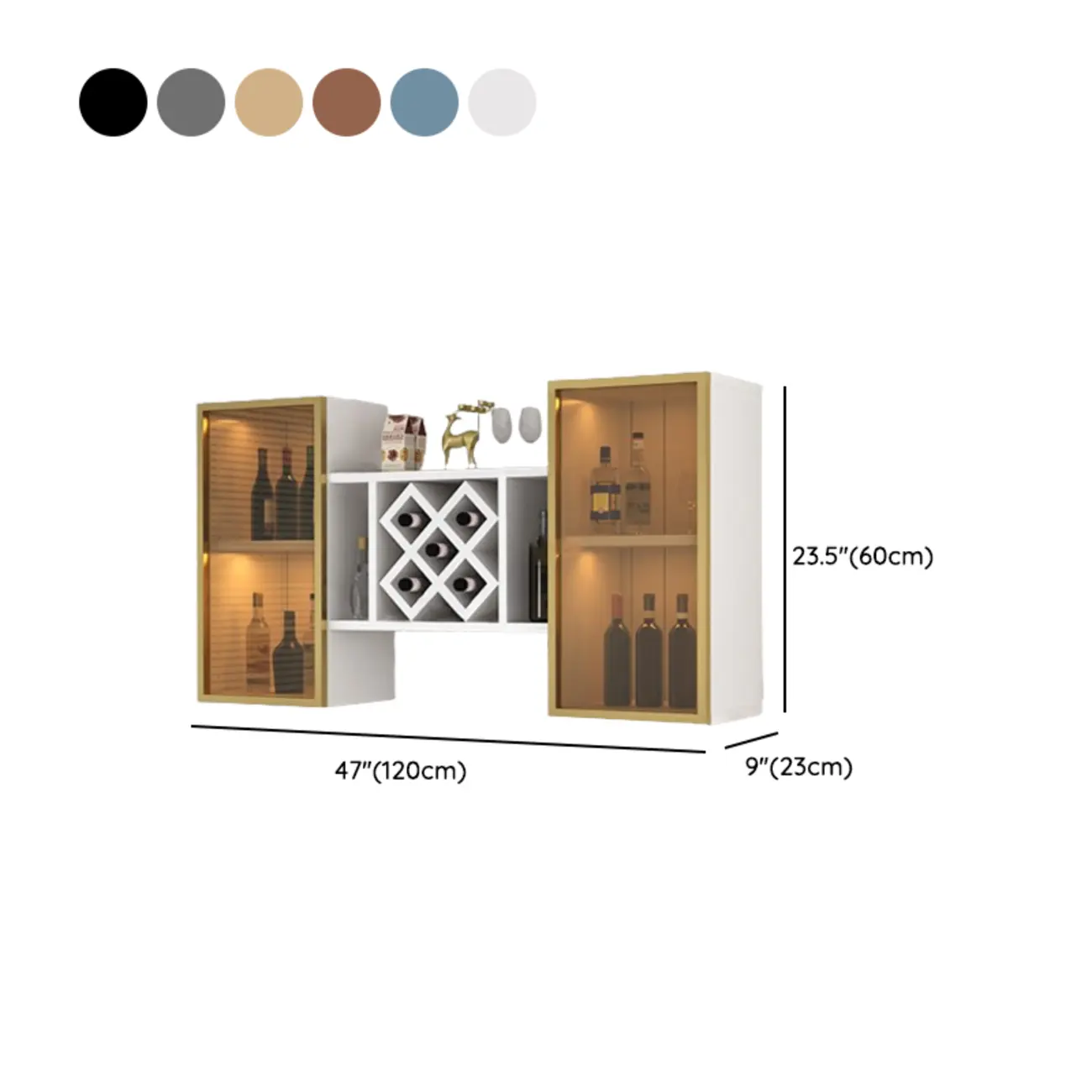 Modern Wall Mounted Wine Rack with Glass & Bottle Storage #size | homeyfad