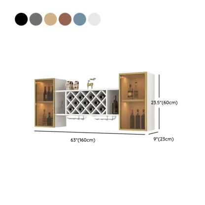 Modern Wall Mounted Wine Rack with Glass & Bottle Storage Image - 28