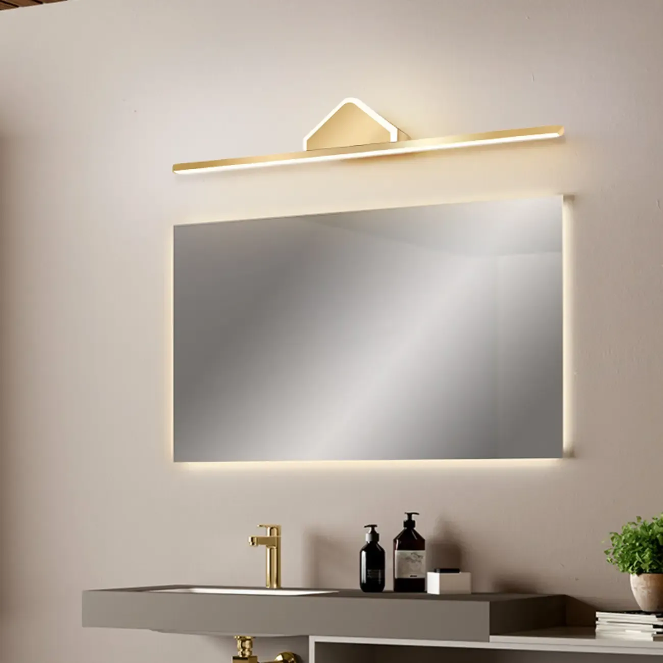 Modern Gold Linear Vanity Light 3 Dimming LED for Bathroom