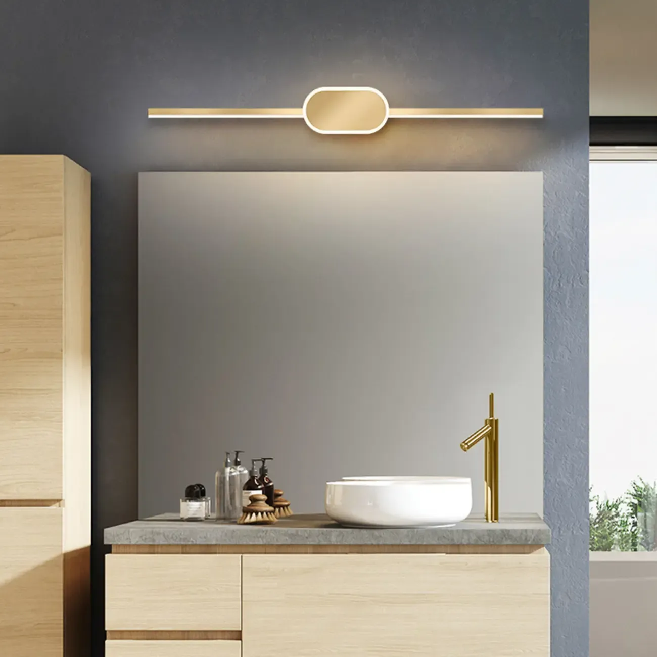 Modern Gold Linear Vanity Light 3 Dimming LED for Bathroom