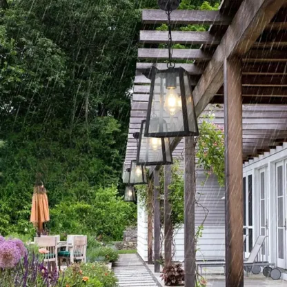 Industrial Black Metal Courtyard Pendant Lights in Adjustable  Image - 3