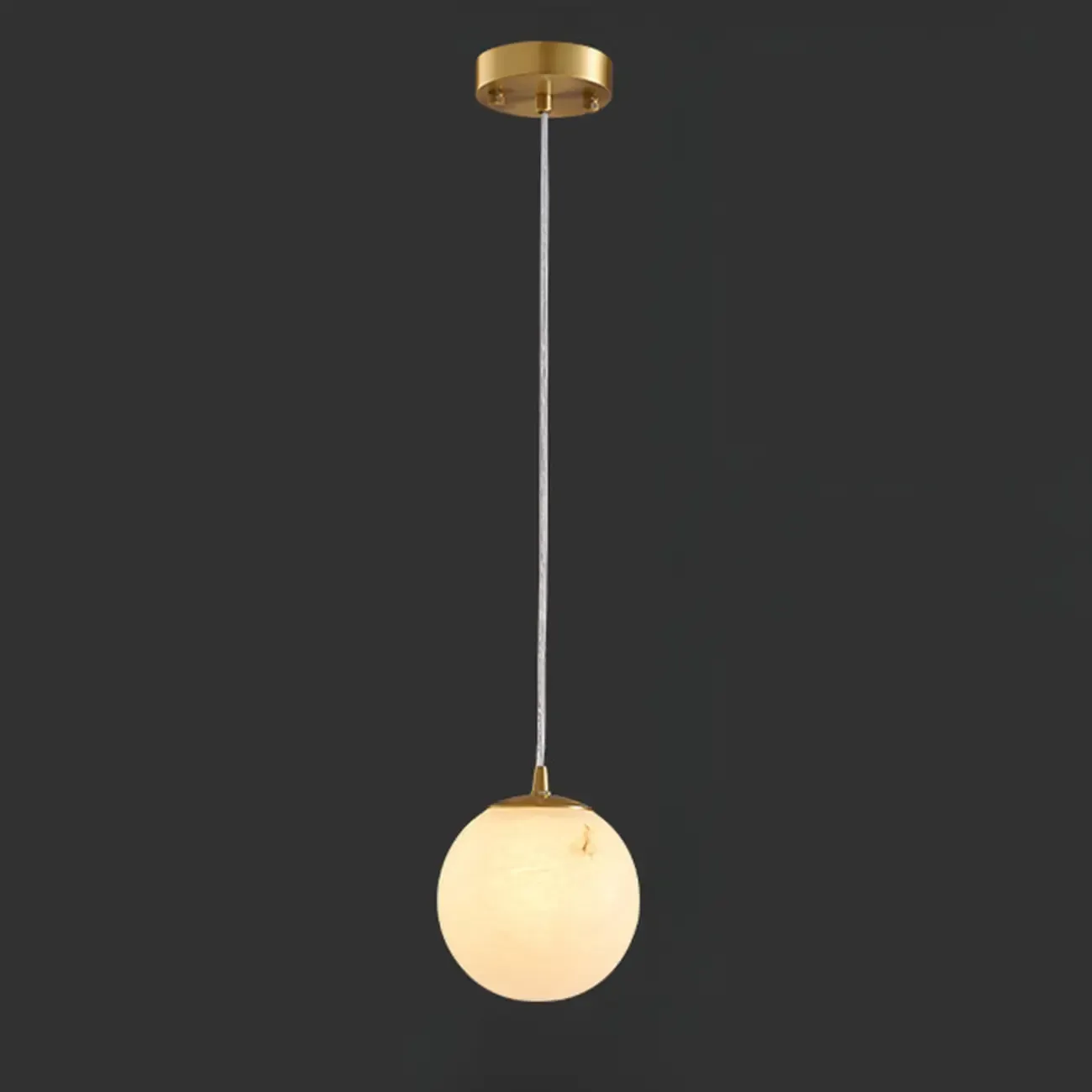 Modern White Sphere Stone Bi-pin Pendant Light Image - 6