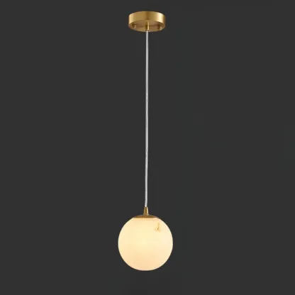 Modern White Sphere Stone Bi-pin Pendant Light Image - 6
