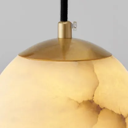 Modern White Sphere Stone Bi-pin Pendant Light Image - 9