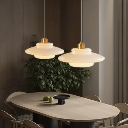Modern White Glass Mini Pendant Light for Kitchen Dining Image - 3