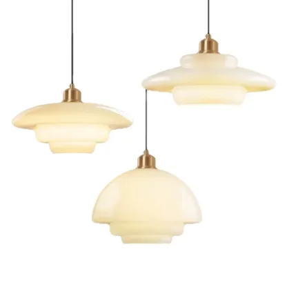 Modern White Glass Mini Pendant Light for Kitchen Dining Image - 5