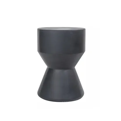 Elegant Concrete Round End Table with Gloss Surface for Home Image - 15