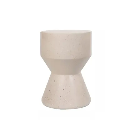 Elegant Concrete Round End Table with Gloss Surface for Home Image - 17