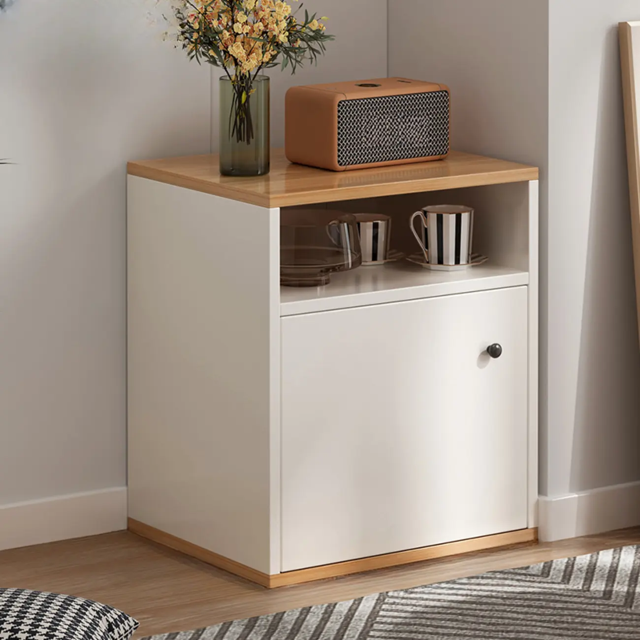 Modern White Wooden Utility Storage Cabinet for Living Room Image - 3 | homeyfad