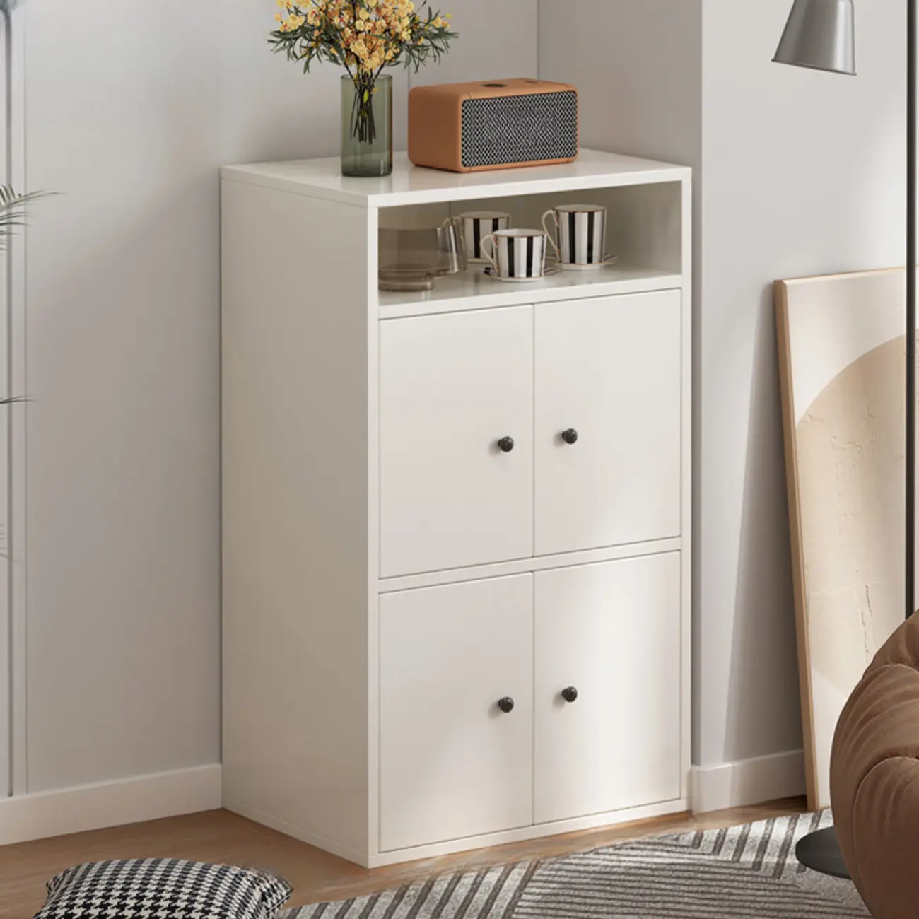 Modern White Wooden Utility Storage Cabinet for Living Room Image - 18 | homeyfad