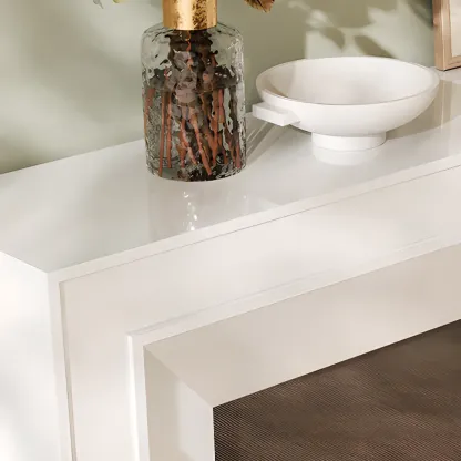 Stylish Tall Wooden TV Stand with Fireplace for Living Room Image - 8