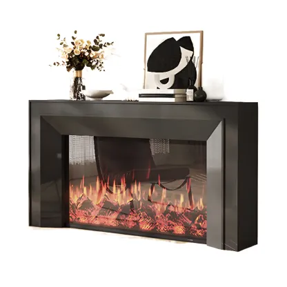 Stylish Tall Wooden TV Stand with Fireplace for Living Room Image - 12