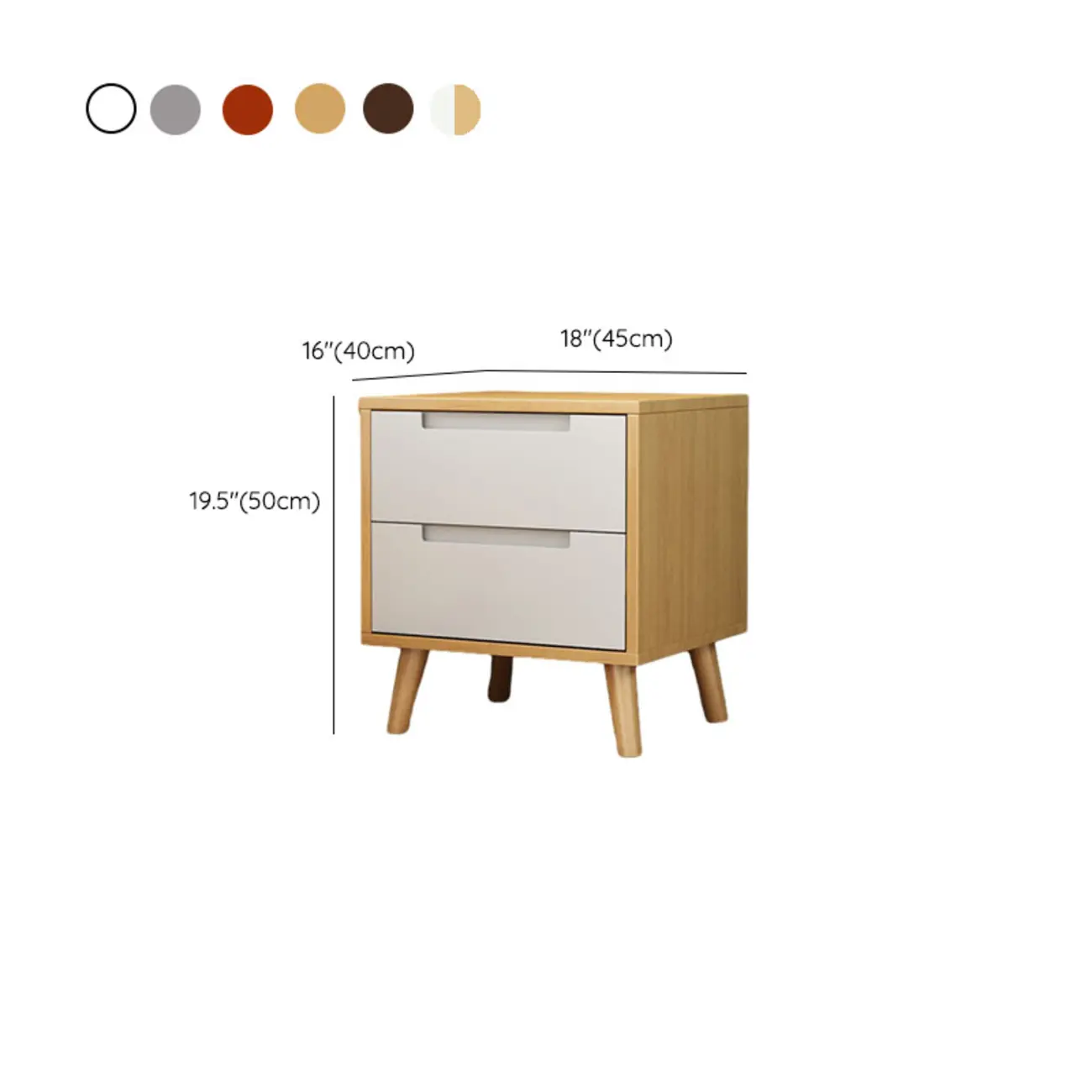 Narrow Solid Wood Bedside 2 Drawers Nightstand in Natural Image - 18 | homeyfad