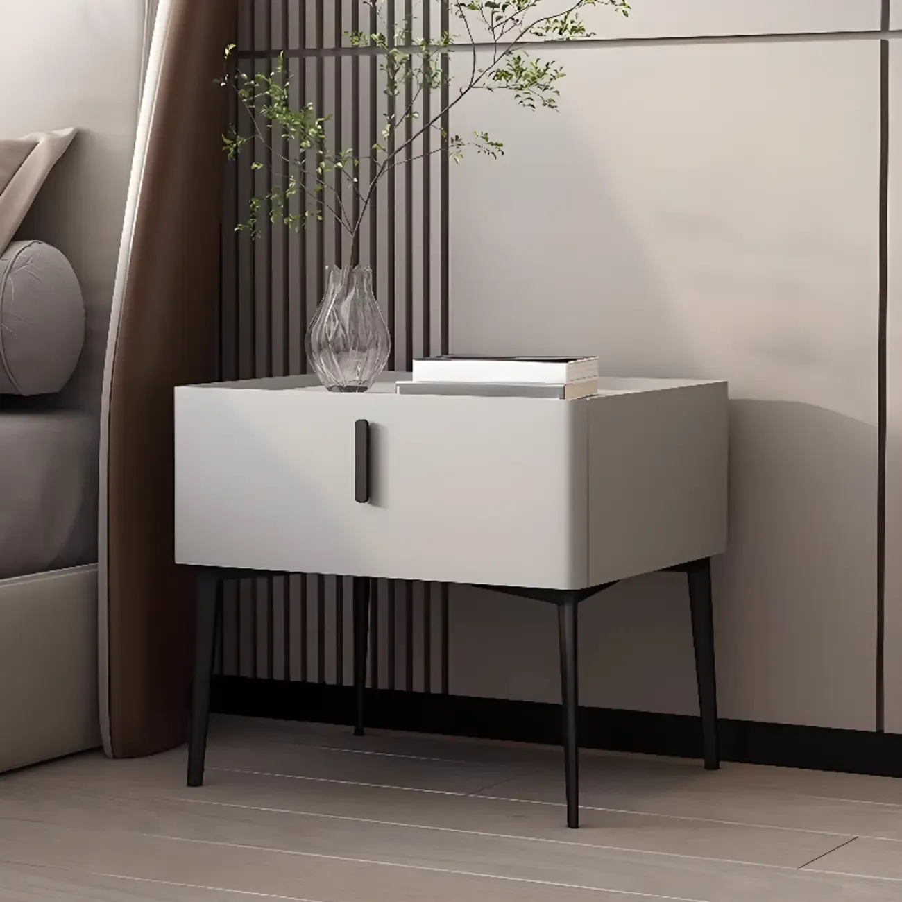 Modern Narrow Nightstand with Drawer Image - 1