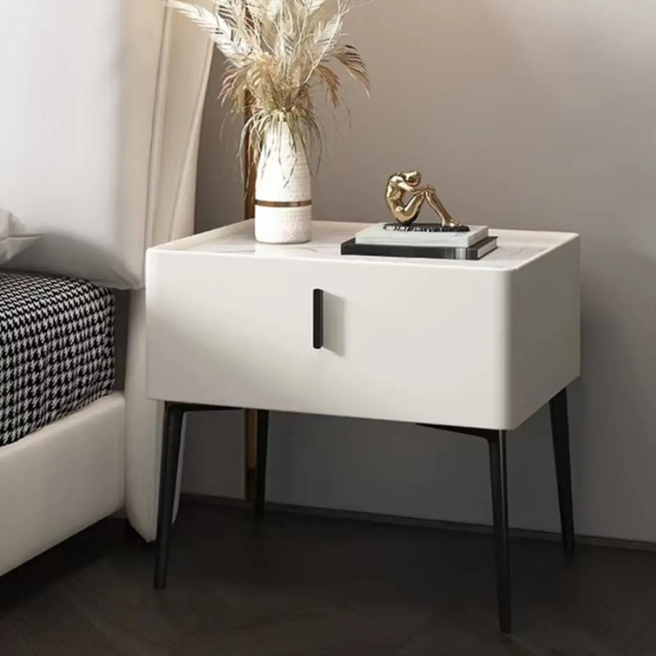 Modern Narrow Nightstand with Drawer Image - 2 | homeyfad