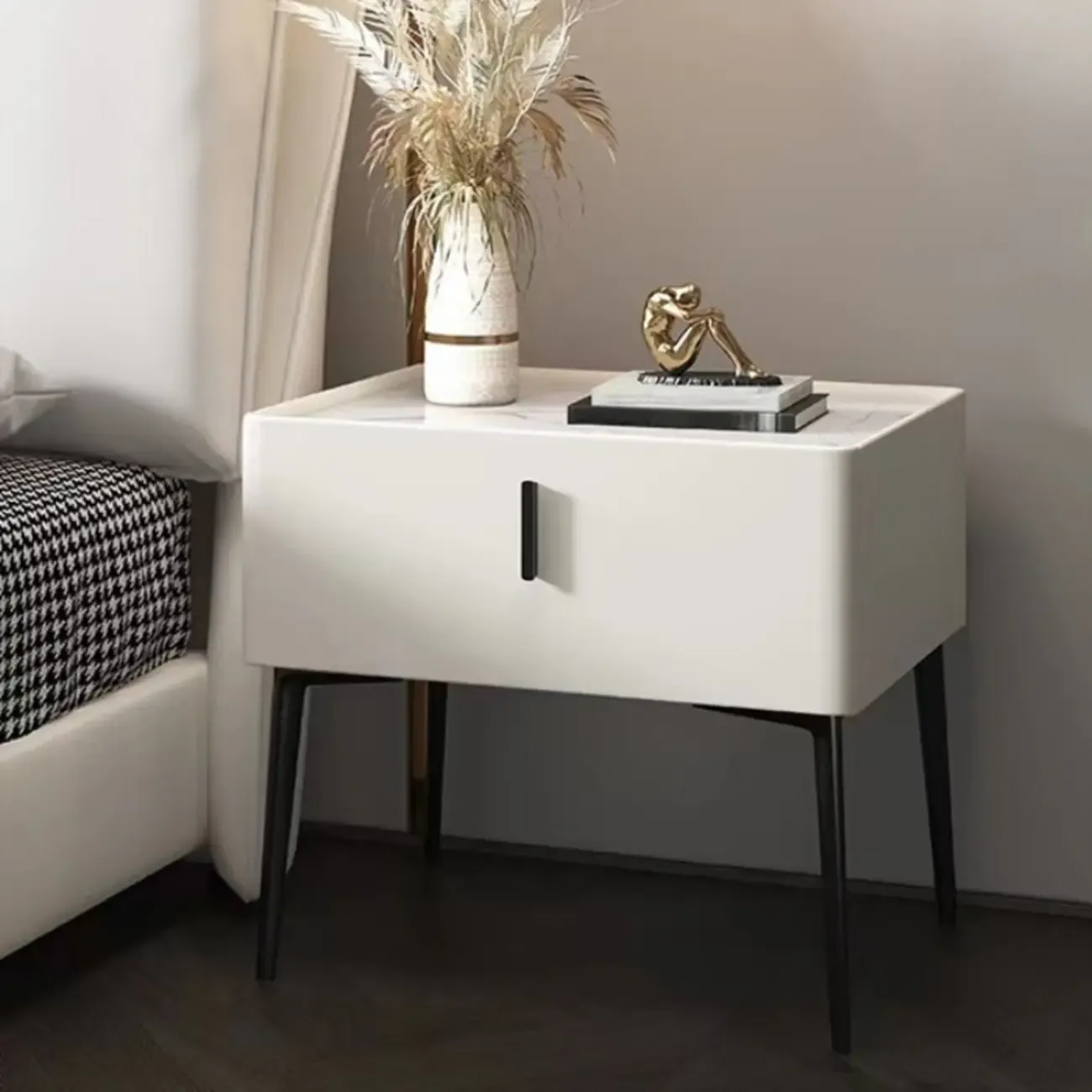 Modern Narrow Nightstand with Drawer Image - 2