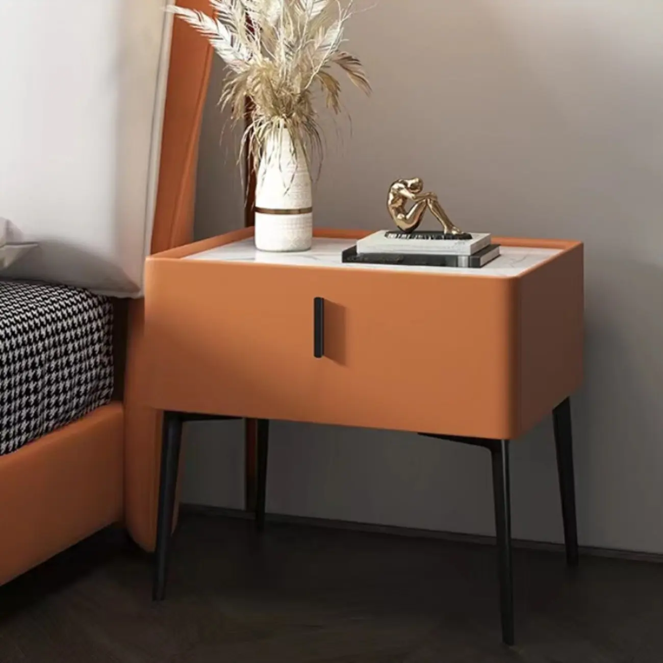 Modern Narrow Nightstand with Drawer Image - 16 | homeyfad