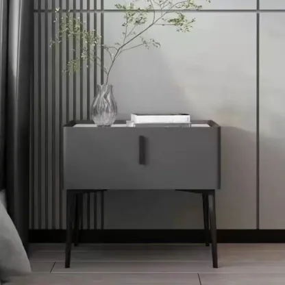 Modern Narrow Nightstand with Drawer Image - 13