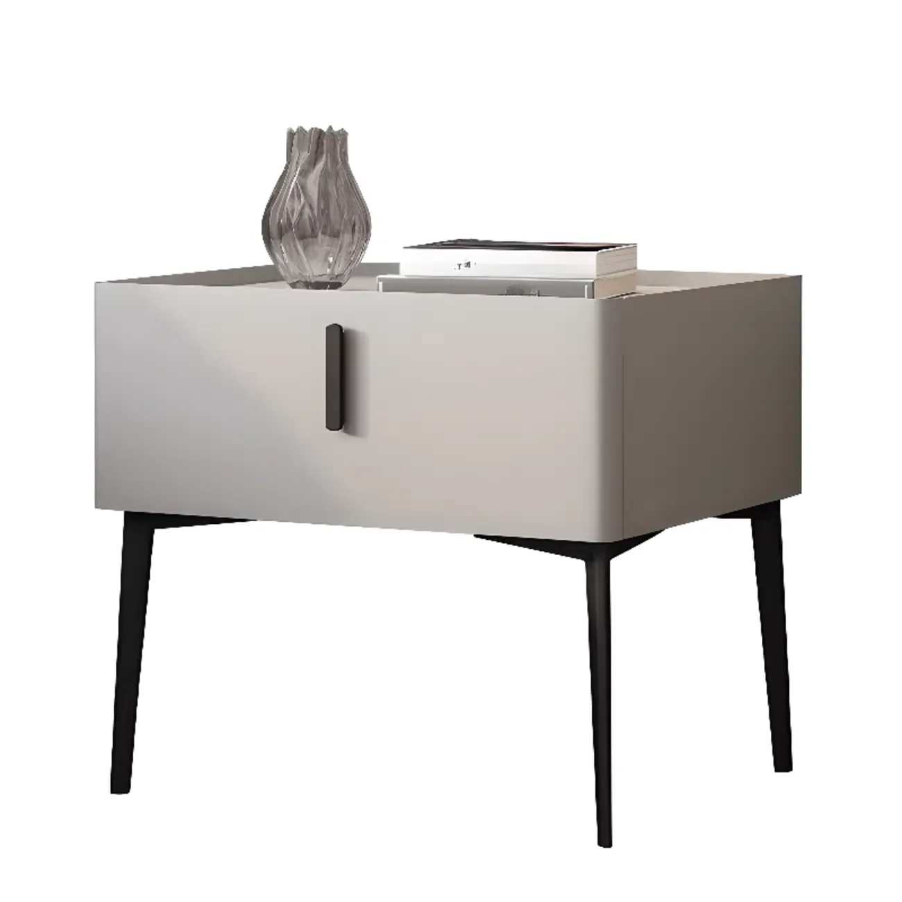 Modern Narrow Nightstand with Drawer Image - 11