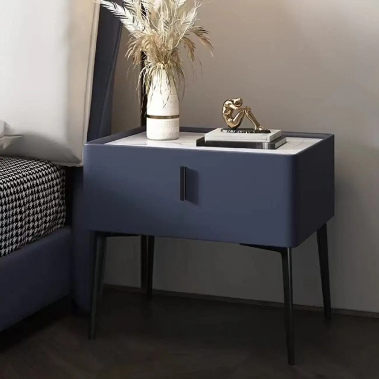 Modern Narrow Nightstand with Drawer Image - 17