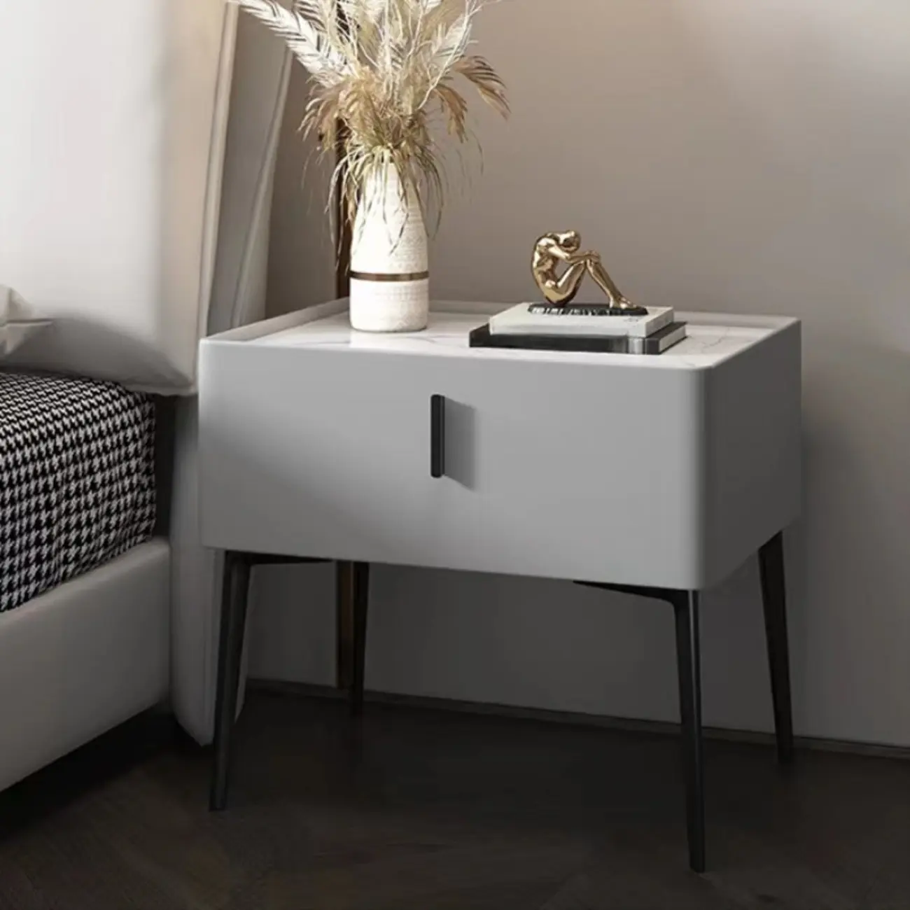 Modern Narrow Nightstand with Drawer Image - 14 | homeyfad