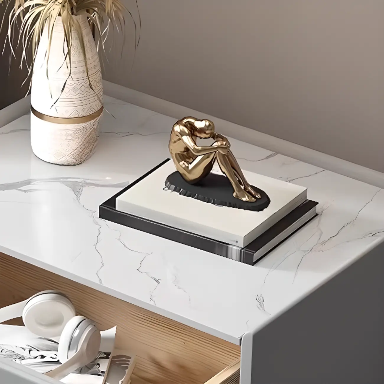 Modern Narrow Nightstand with Drawer Image - 5 | homeyfad