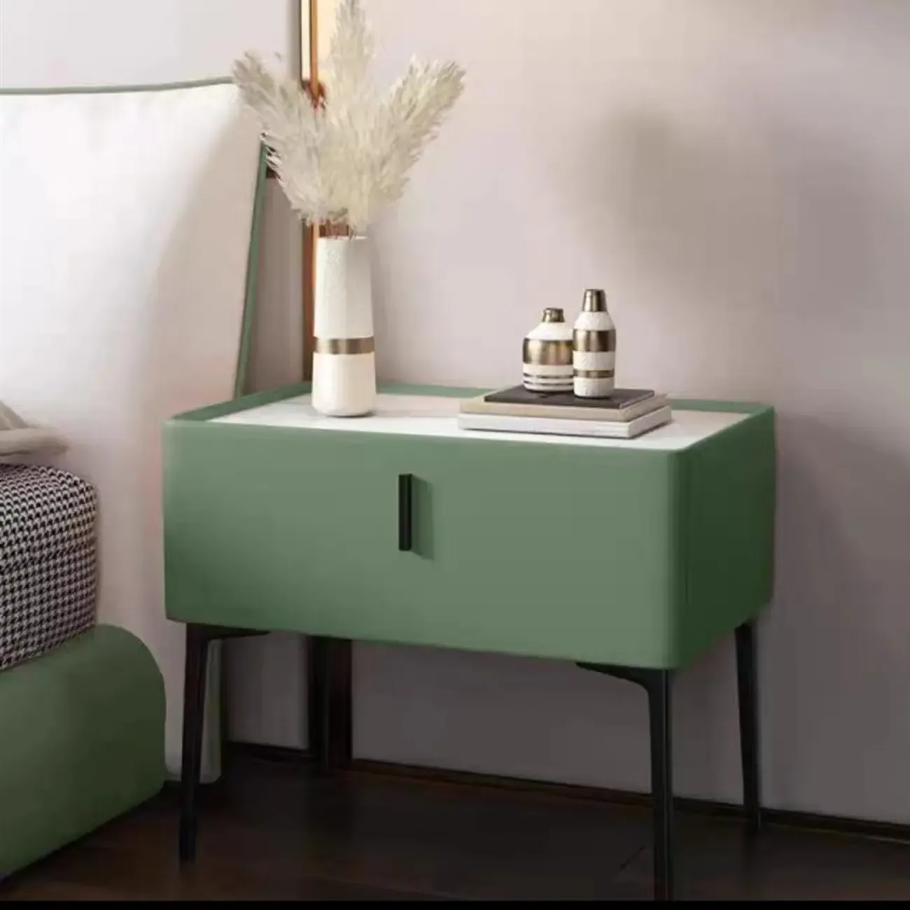Modern Narrow Nightstand with Drawer Image - 15