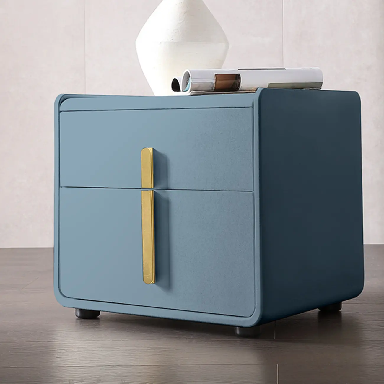 Modern Bedside Table – Faux Leather White Nightstand Image - 3 | homeyfad